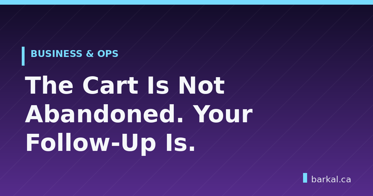 The Cart Is Not Abandoned. Your Follow-Up Is.